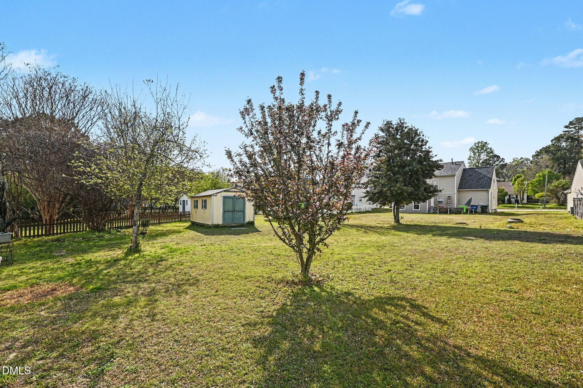 5115 Cardinal Grove Boulevard Raleigh, NC 27616 - Photo 27 of 36 Fruit Trees and storage shed in backyard