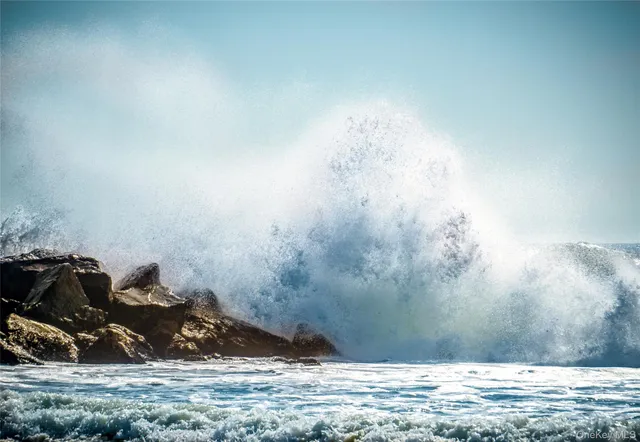 a view of a swimming pool with an outdoor space