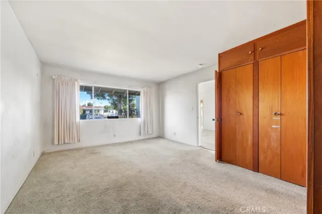 a view of a room with a window