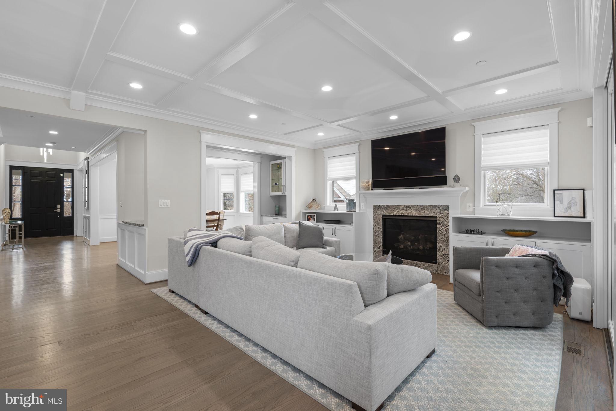 6304 Wilmett Road Bethesda, MD 20817 - Photo 13 of 47 Family Room w/Coffered Ceiling & Recessed Lighting