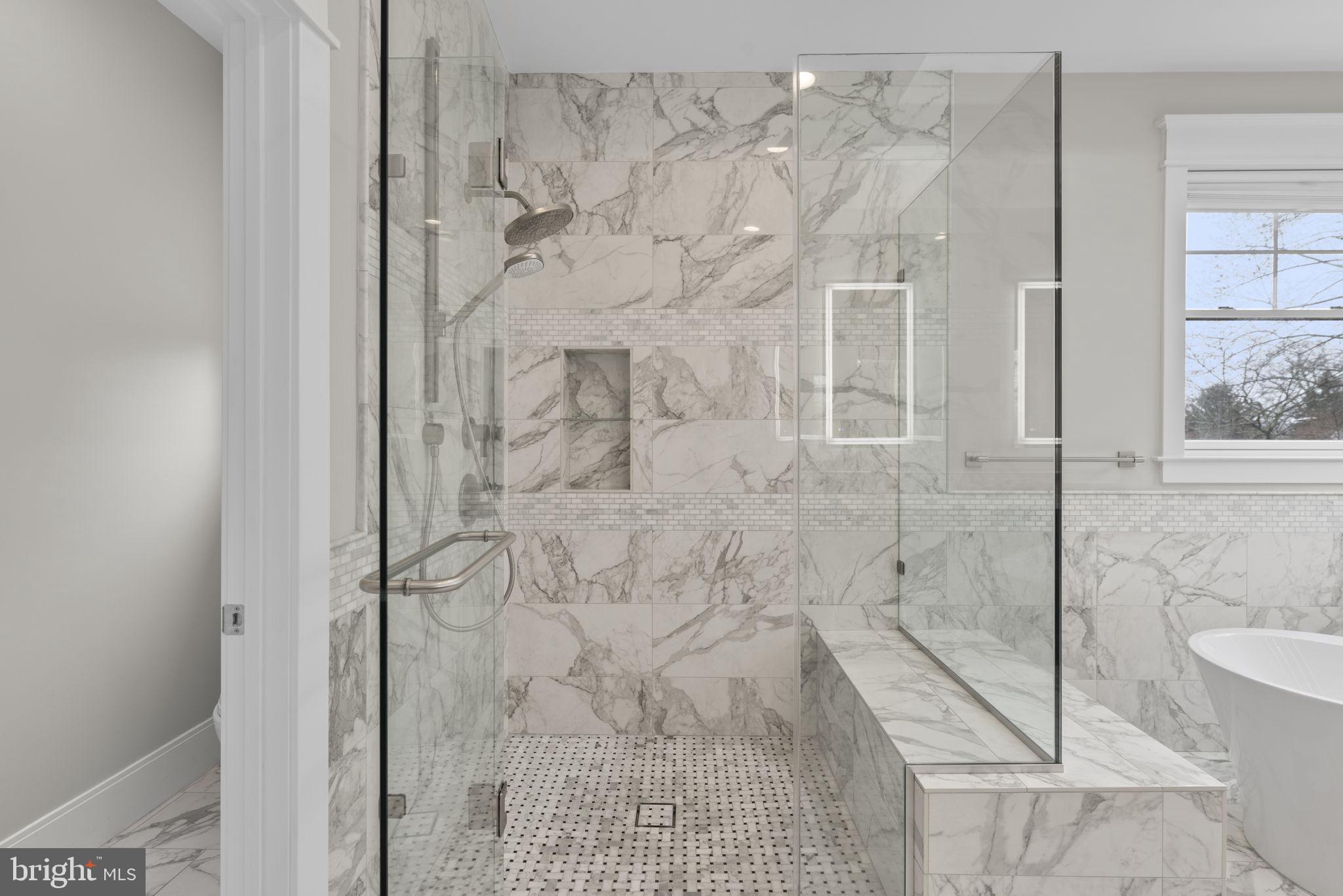 6304 Wilmett Road Bethesda, MD 20817 - Photo 30 of 47 Glass enclosed marble shower