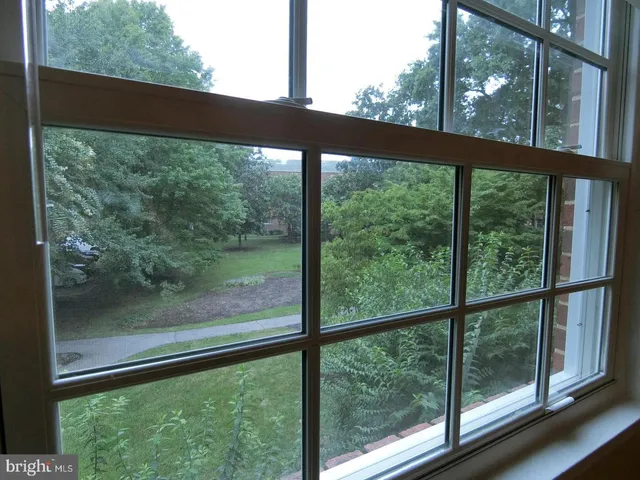 a large window with an outdoor view