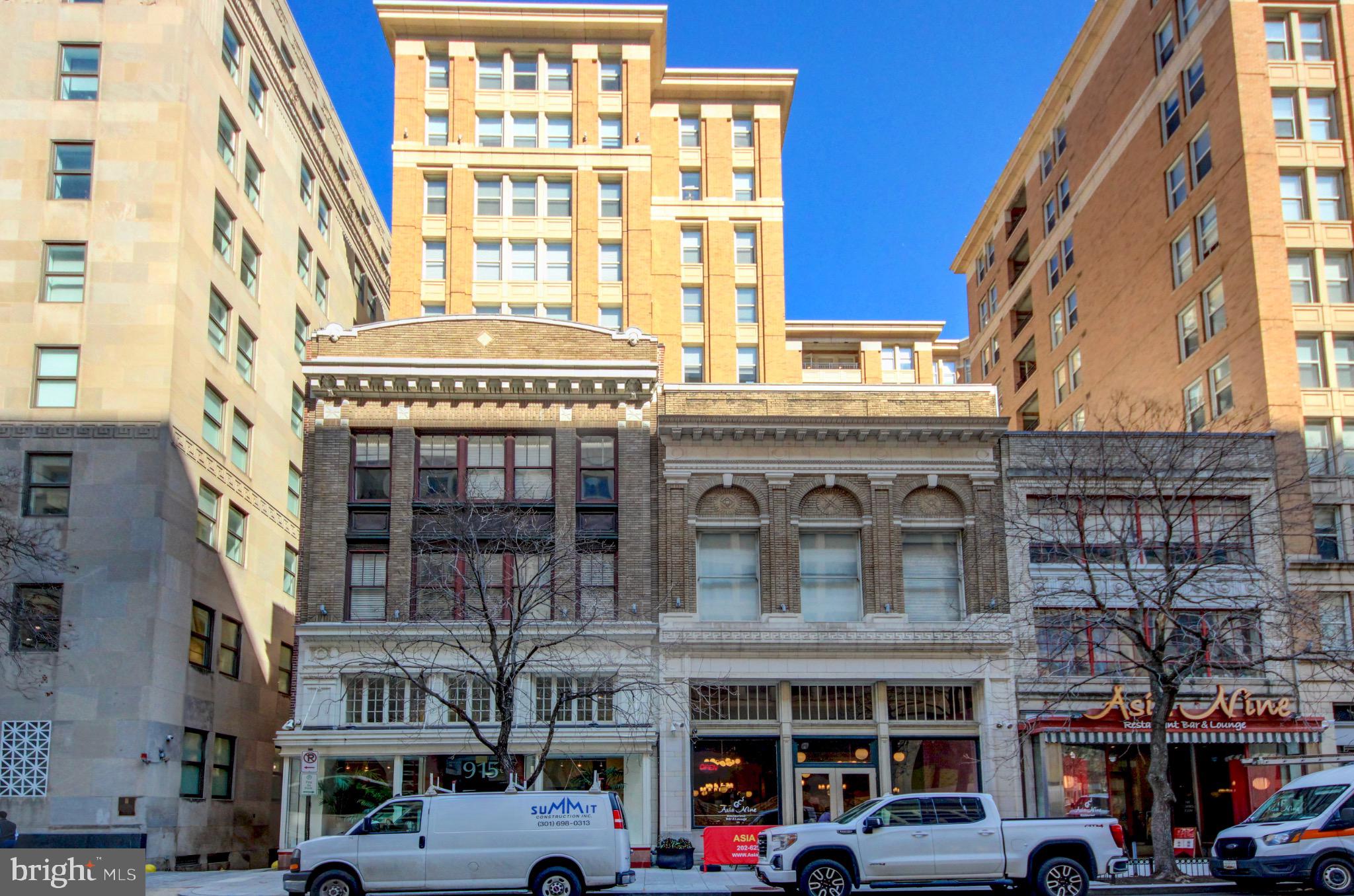 Modern high-rise building with historic facade