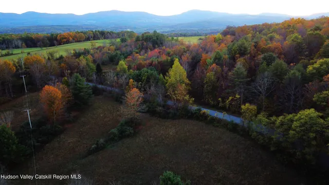 a view of a lake in middle of the town