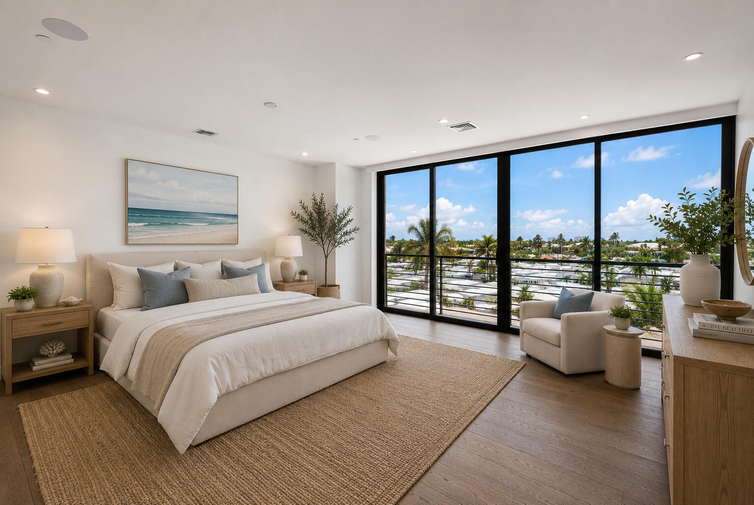 11505 Old Ocean Boulevard Ocean Ridge, FL 33435 - Photo 14 of 35 a spacious bedroom with a large bed and a large window