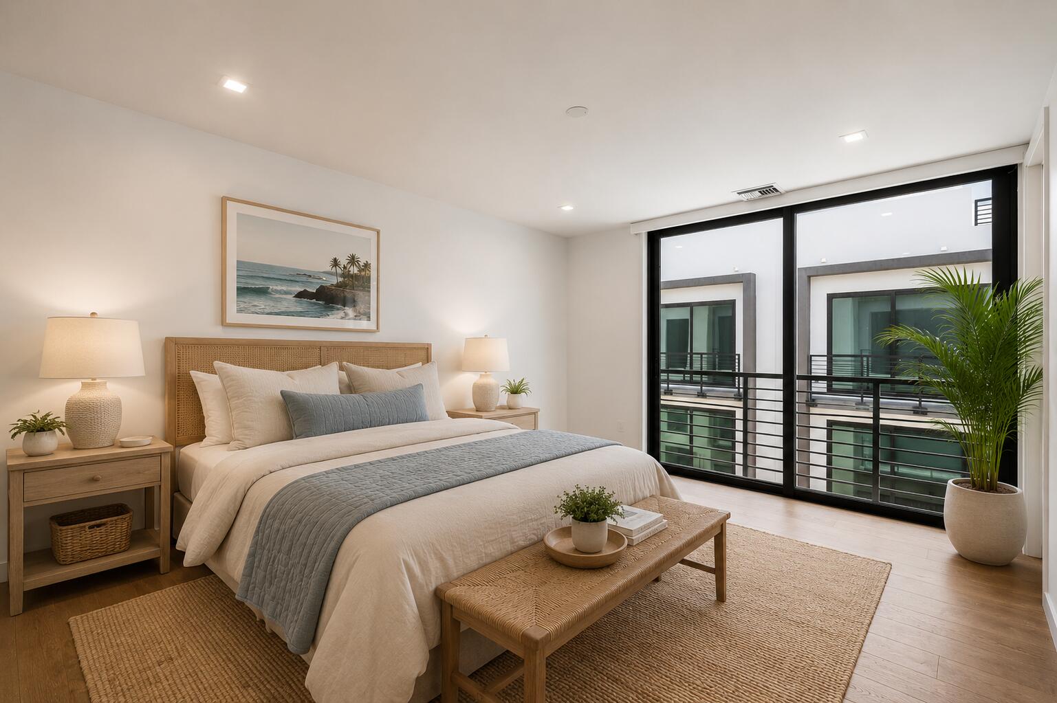 11505 Old Ocean Boulevard Ocean Ridge, FL 33435 - Photo 19 of 35 a bedroom with a bed and a large window