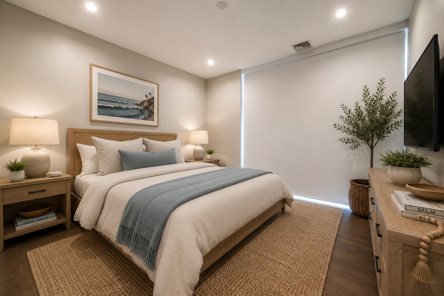 11505 Old Ocean Boulevard Ocean Ridge, FL 33435 - Photo 22 of 35 a bedroom with a bed and a flat screen tv
