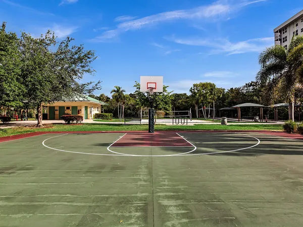 a view of a swimming pool with a yard