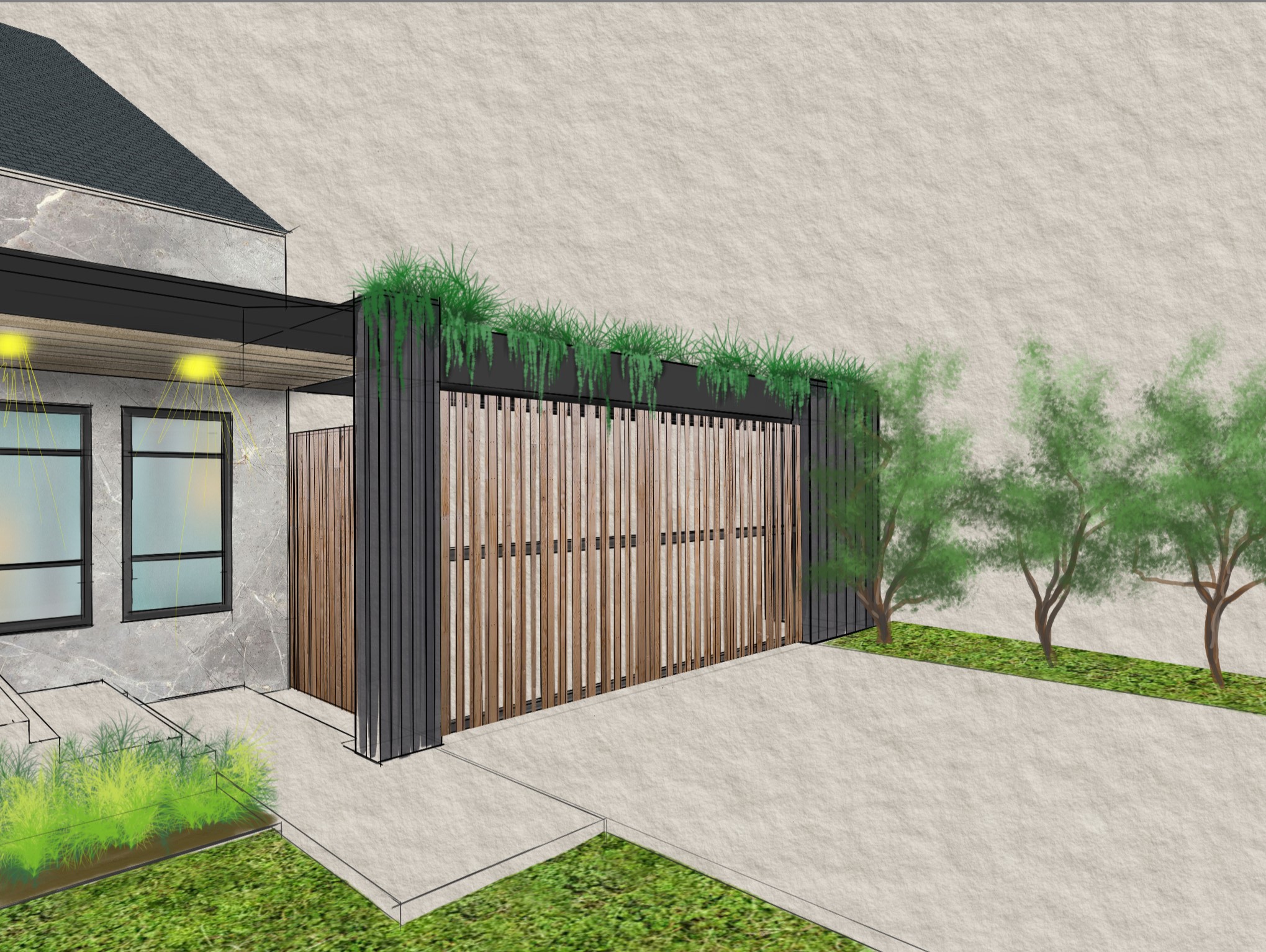 419 West 30th Street Houston, TX 77018 - Photo 45 of 45 This is a rendering of placement and design of a possible future covered parking area.
