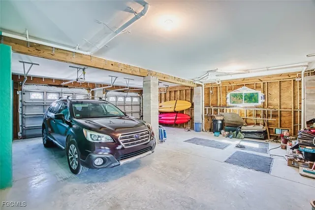 a car is parked in a room