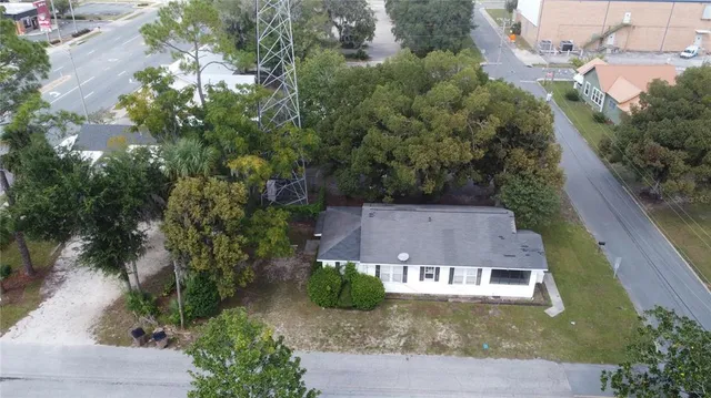an aerial view of a house
