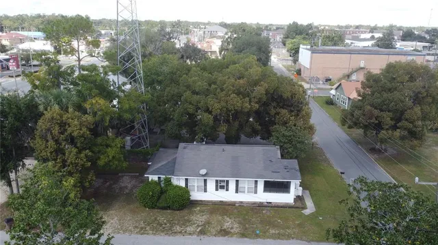 an aerial view of a house
