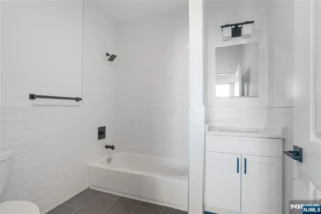 a bathroom with a bathtub