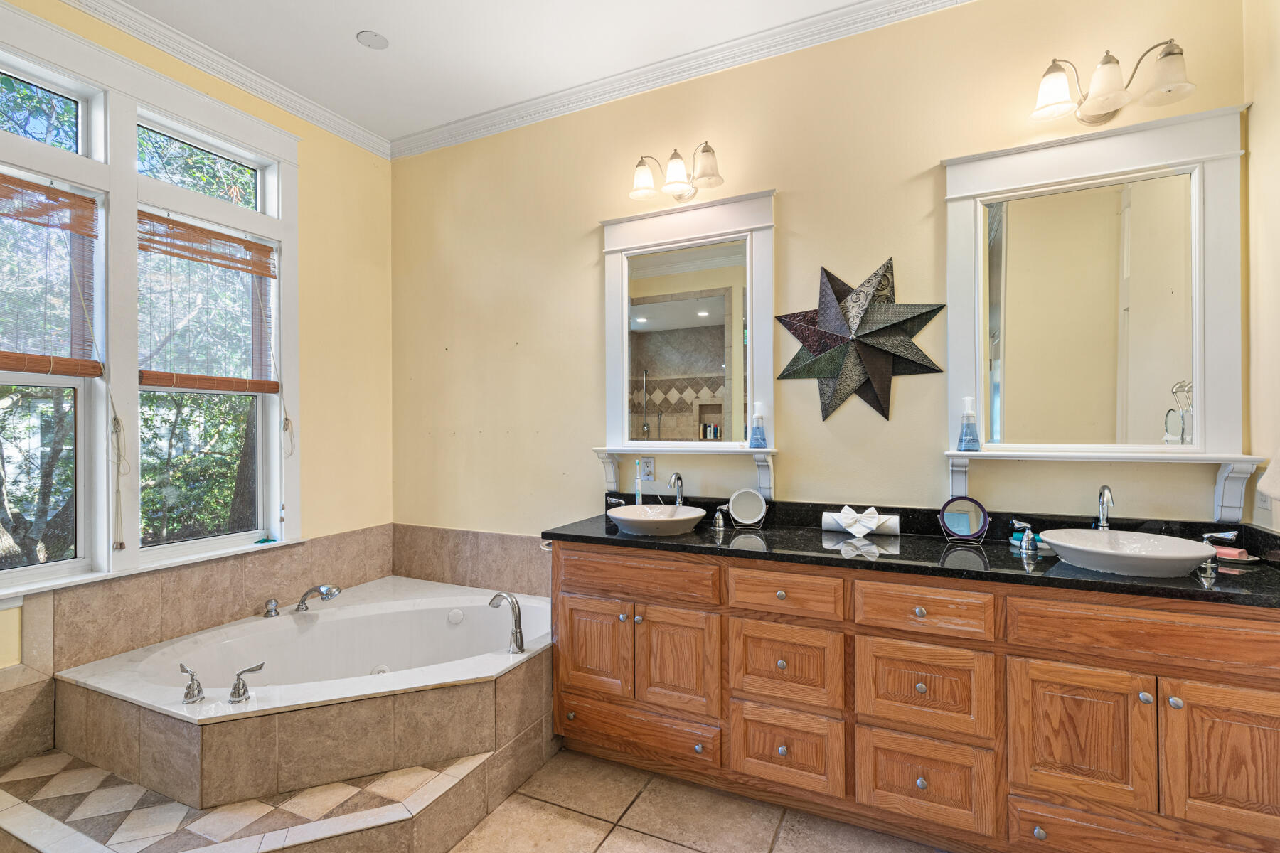 325 Botany Boulevard Santa Rosa Beach, FL 32459 - Photo 17 of 43 a bathroom with a tub double sink window and mirror