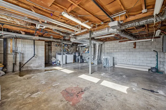 a view of a room with wooden roof