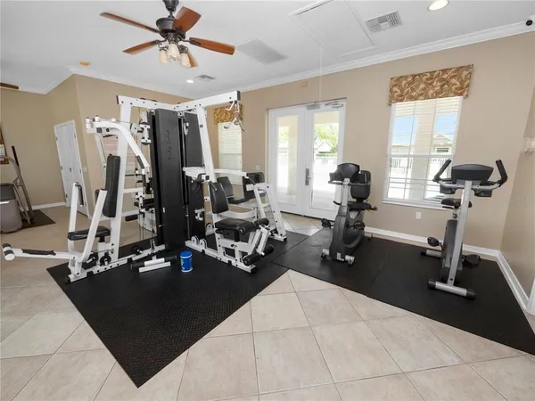 a view of a room with gym equipment