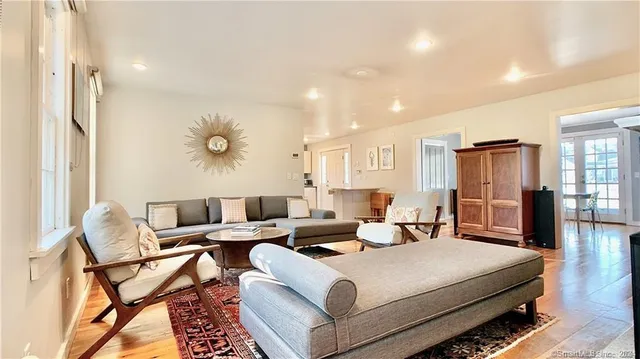 a living room with furniture