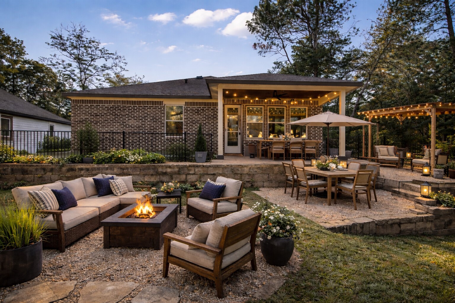 9023 South Comanche Circle Willis, TX 77378 - Photo 20 of 28 a living room with patio furniture and a fountain