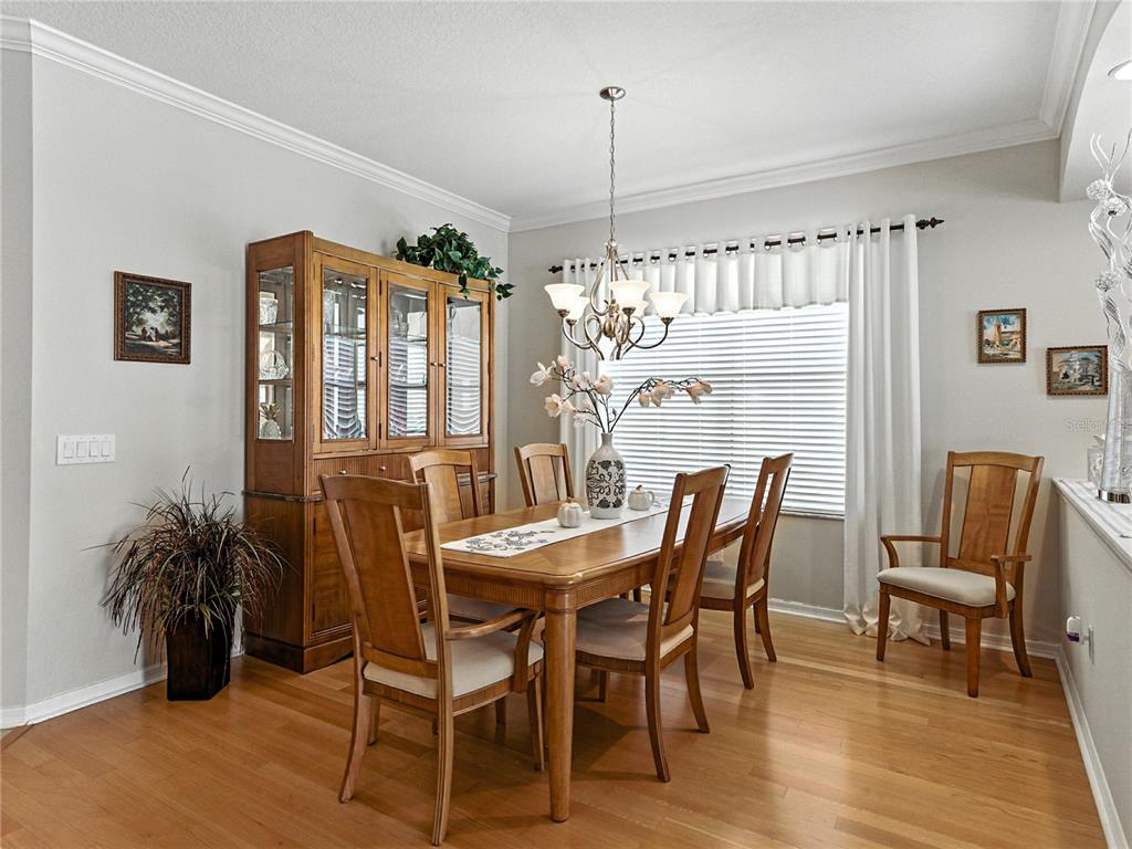 2530 Cross More Street Valrico, FL 33594 - Photo 20 of 61 a dining room with furniture a chandelier and wooden floor