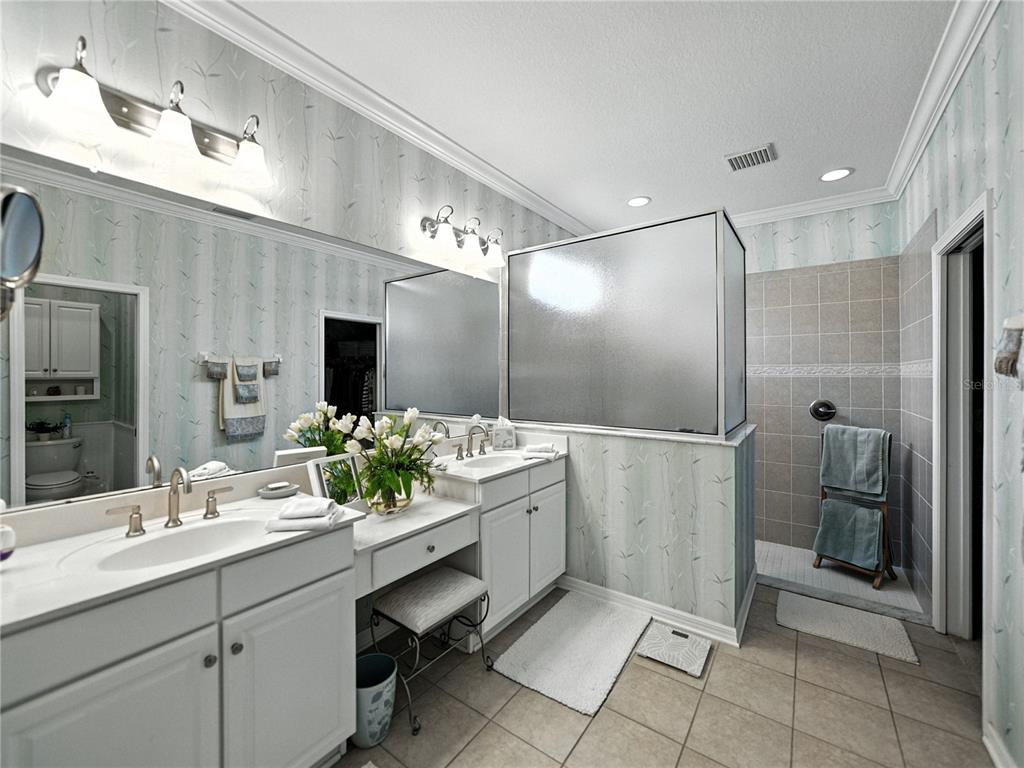 2530 Cross More Street Valrico, FL 33594 - Photo 42 of 61 a bathroom with a double vanity sink mirror and shower