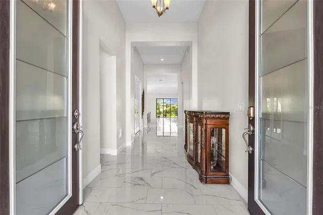 a view of a hallway with a elevator