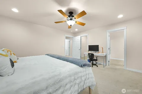 a workspace with a flat screen tv