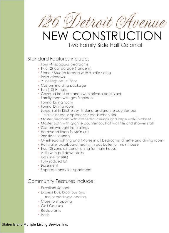 126 Detroit Avenue Staten Island, NY 10312 - Photo 2 of 3 NC Detroit feature list 5-5-17