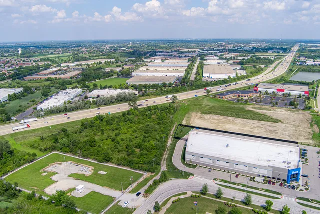 an aerial view of a city