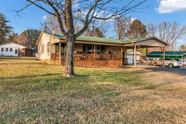 a front view of a building with street view