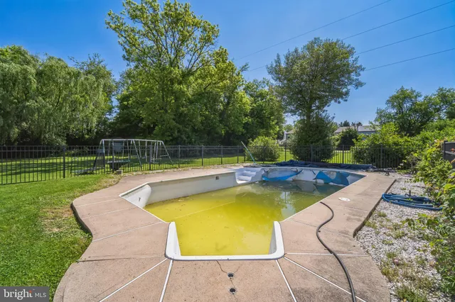 a view of a swimming pool with a backyard