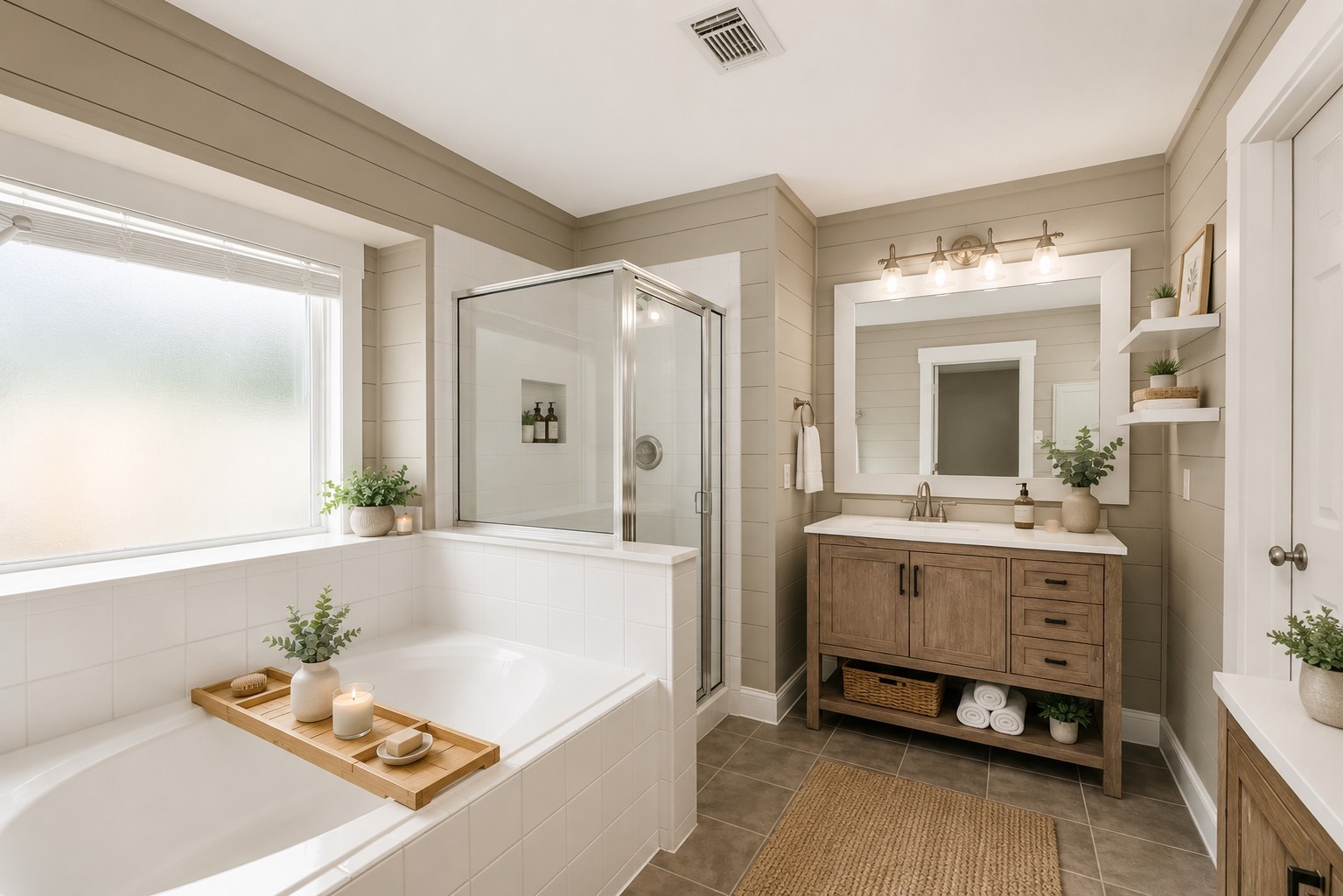3403 Arromanches Lane Spring, TX 77388 - Photo 26 of 39 Virtually staged - Primary bath has been completely redone with all new finishes, separate vanities, soaking tub and a walk-in glass enclosed shower.