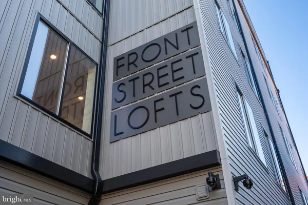 a view of a building with a door