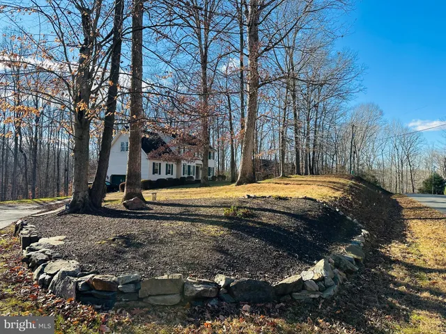 a view of swimming pool with large trees and plants