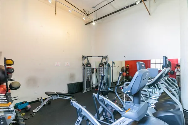a view of a room with gym equipment