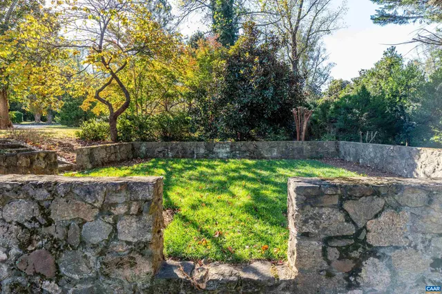 a view of a backyard with swimming pool