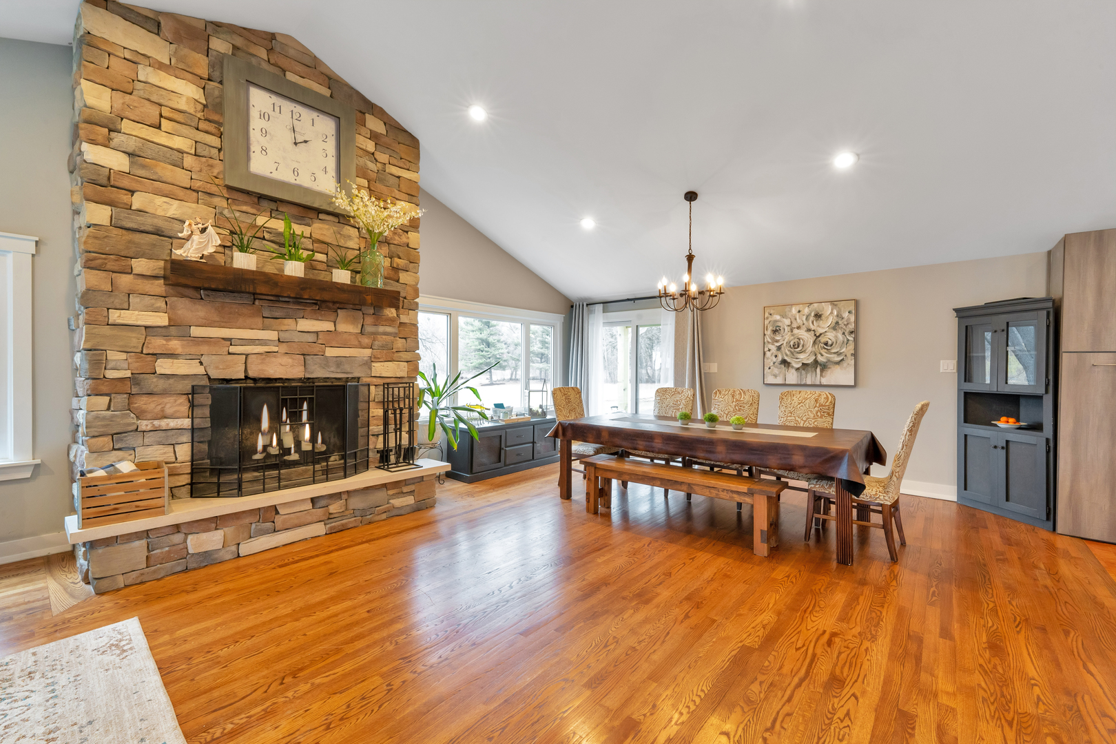 349 Haman Road Inverness, IL 60067 - Photo 12 of 36 a living room with furniture a fireplace and wooden floor