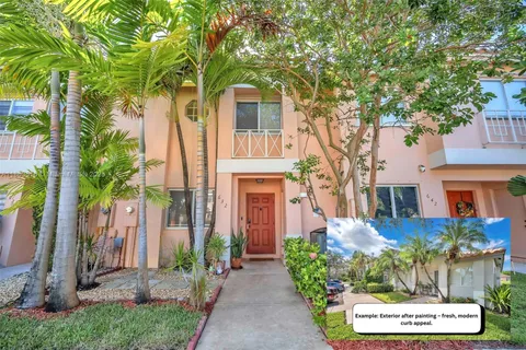 front view of a house with a garden