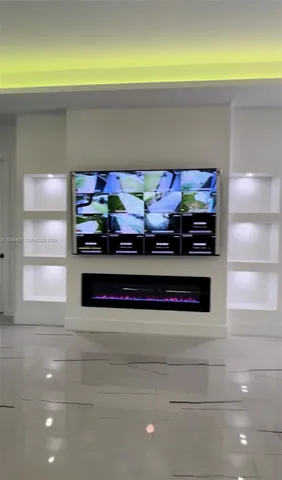 a bathroom with a stove and a shower