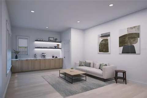 a living room with furniture and a couch