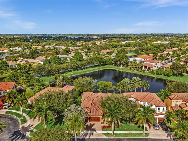 a view of a lake with a city