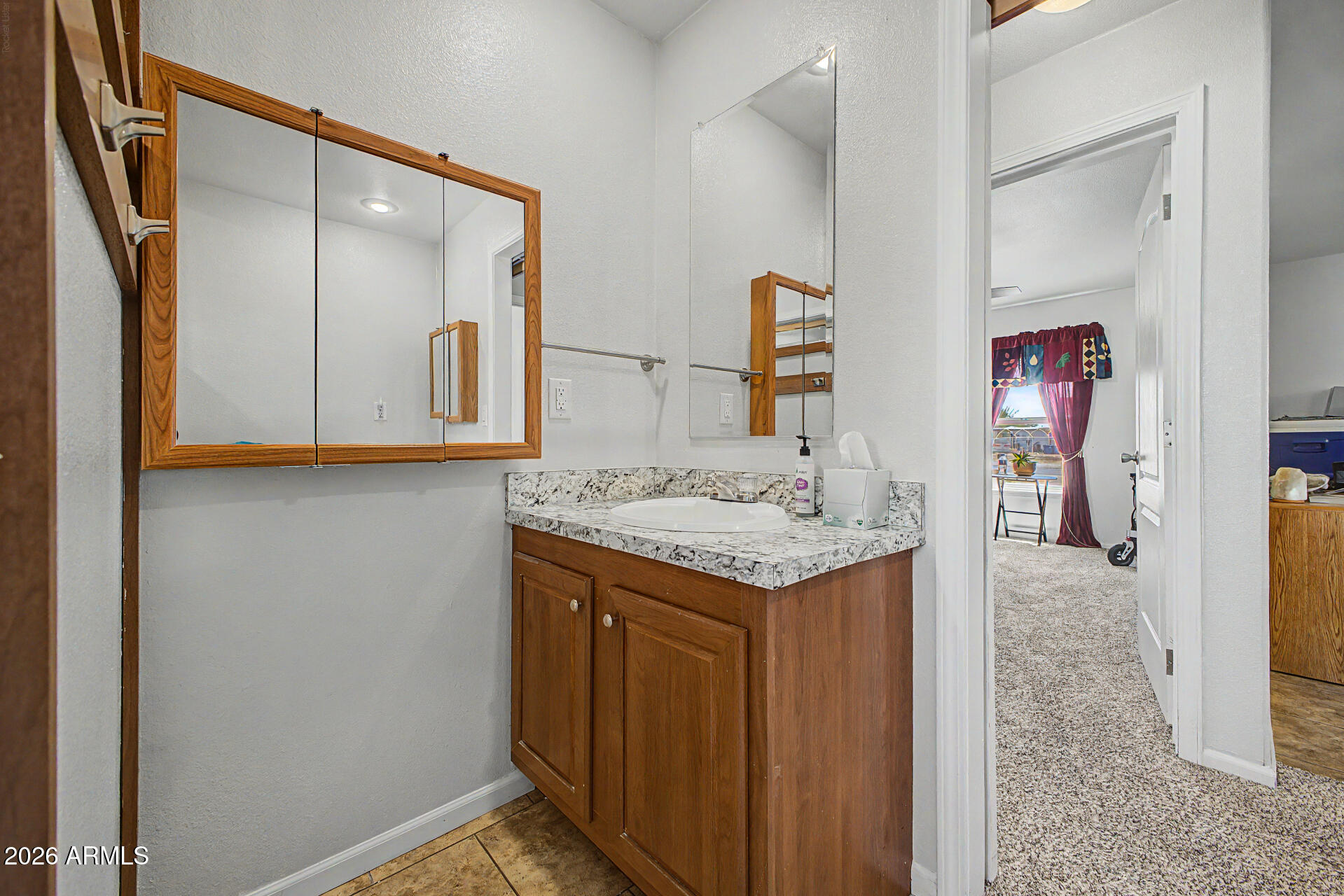 2576 West Tepee Street Apache Junction, AZ 85120 - Photo 20 of 29 a bathroom with a sink vanity and mirror