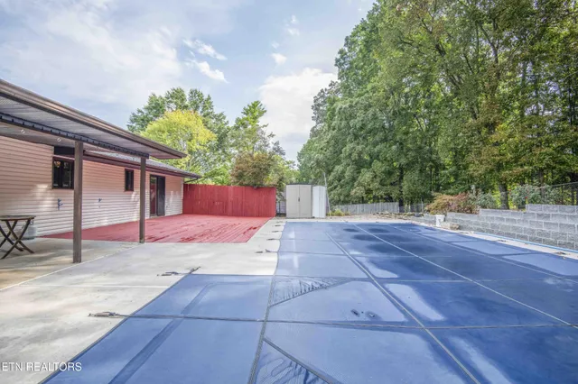 a view of a backyard