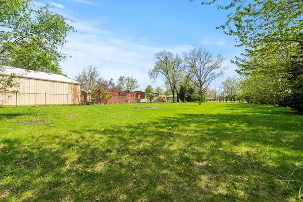 a view of a field with trees