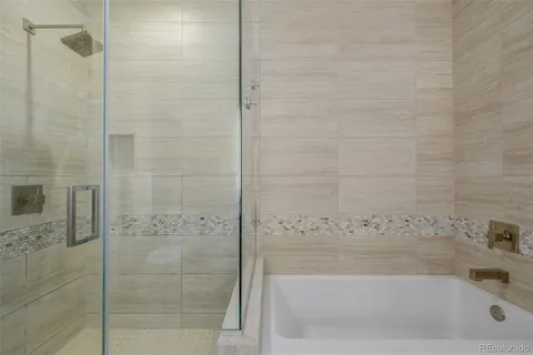 a bathroom with a bathtub