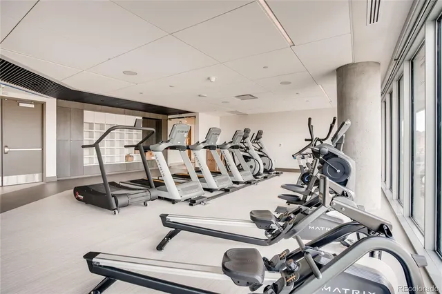 a view of a room with gym equipment