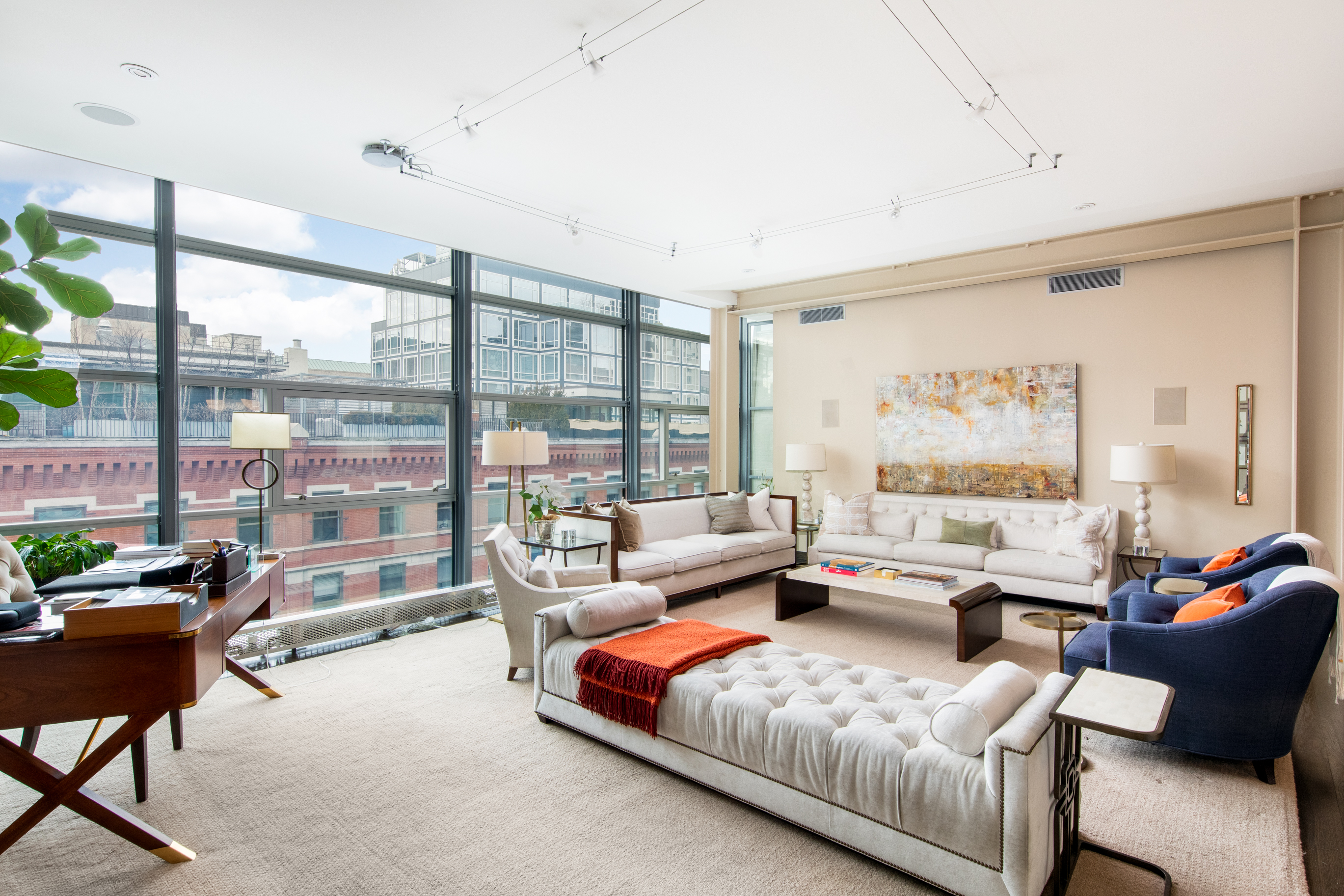 497 Greenwich Street, Unit 7A Manhattan, NY 10013 - Photo 1 of 1 a living room with furniture and a large window