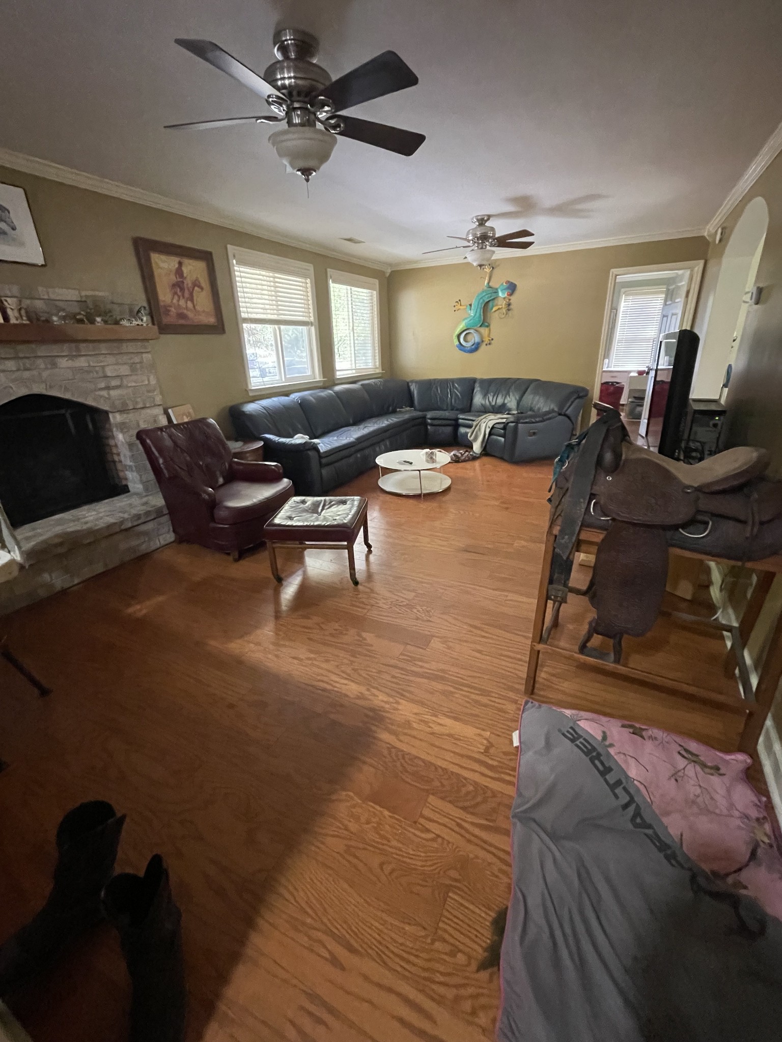 265 Harris Hollow Road Pleasant Shade, TN 37145 - Photo 6 of 15 a living room with lots of furniture and a fireplace