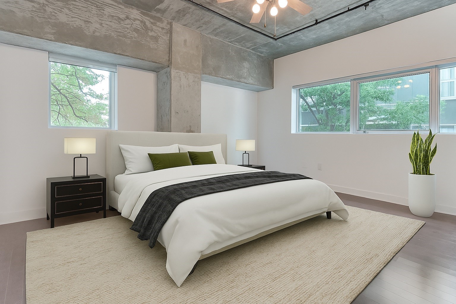 2000 Bagby Street, Unit 2401 Houston, TX 77002 - Photo 10 of 39 a bedroom with a bed lamp and window