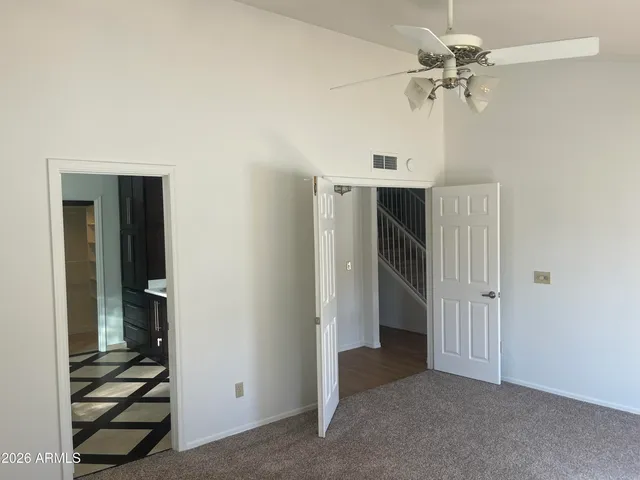 a view of entryway and workspace