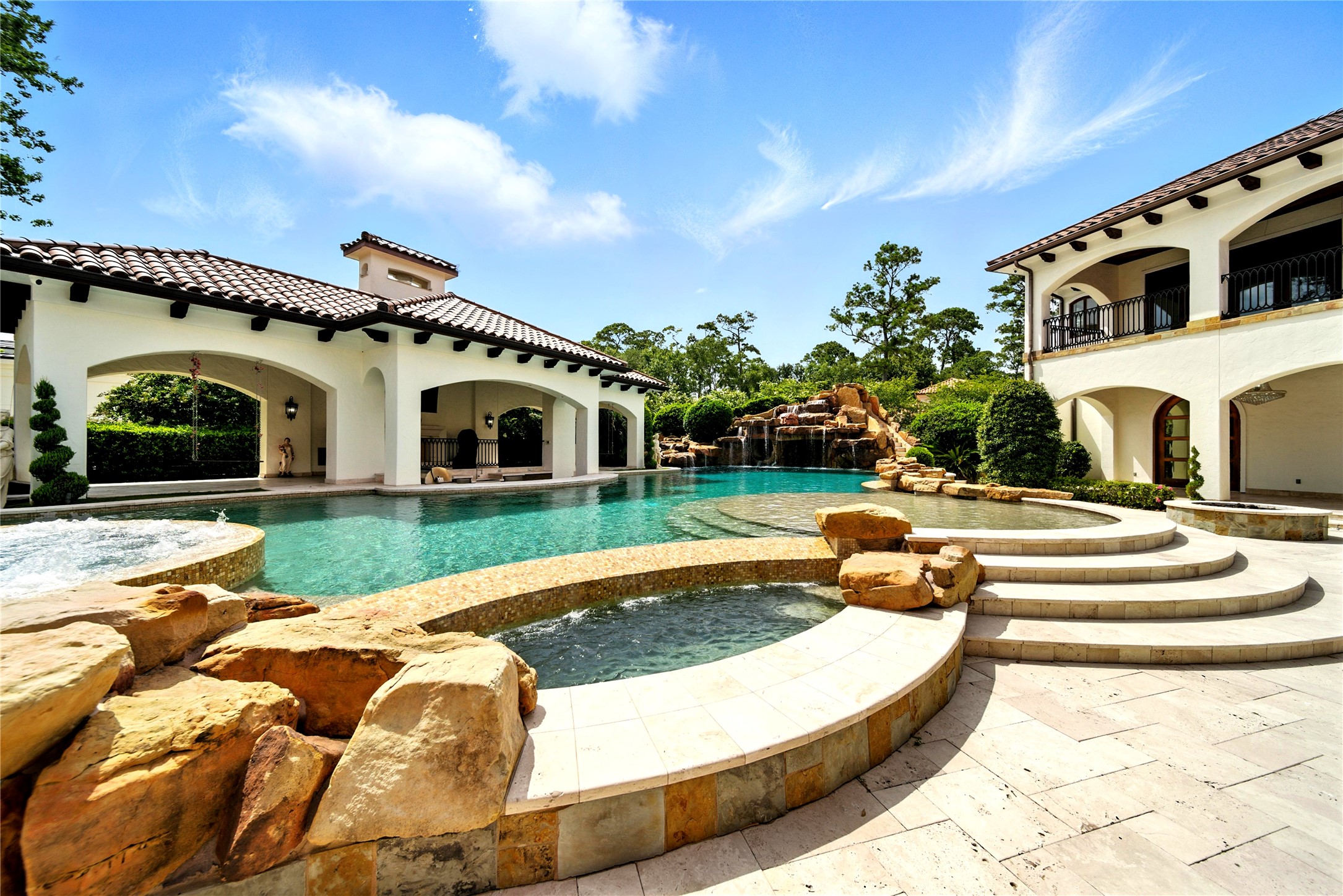 701 West Friar Tuck Lane Houston, TX 77024 - Photo 34 of 43 a view of a house with swimming pool and a yard
